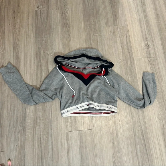 Tommy Hilfiger gray cropped hoodie size medium - Picture 4 of 10